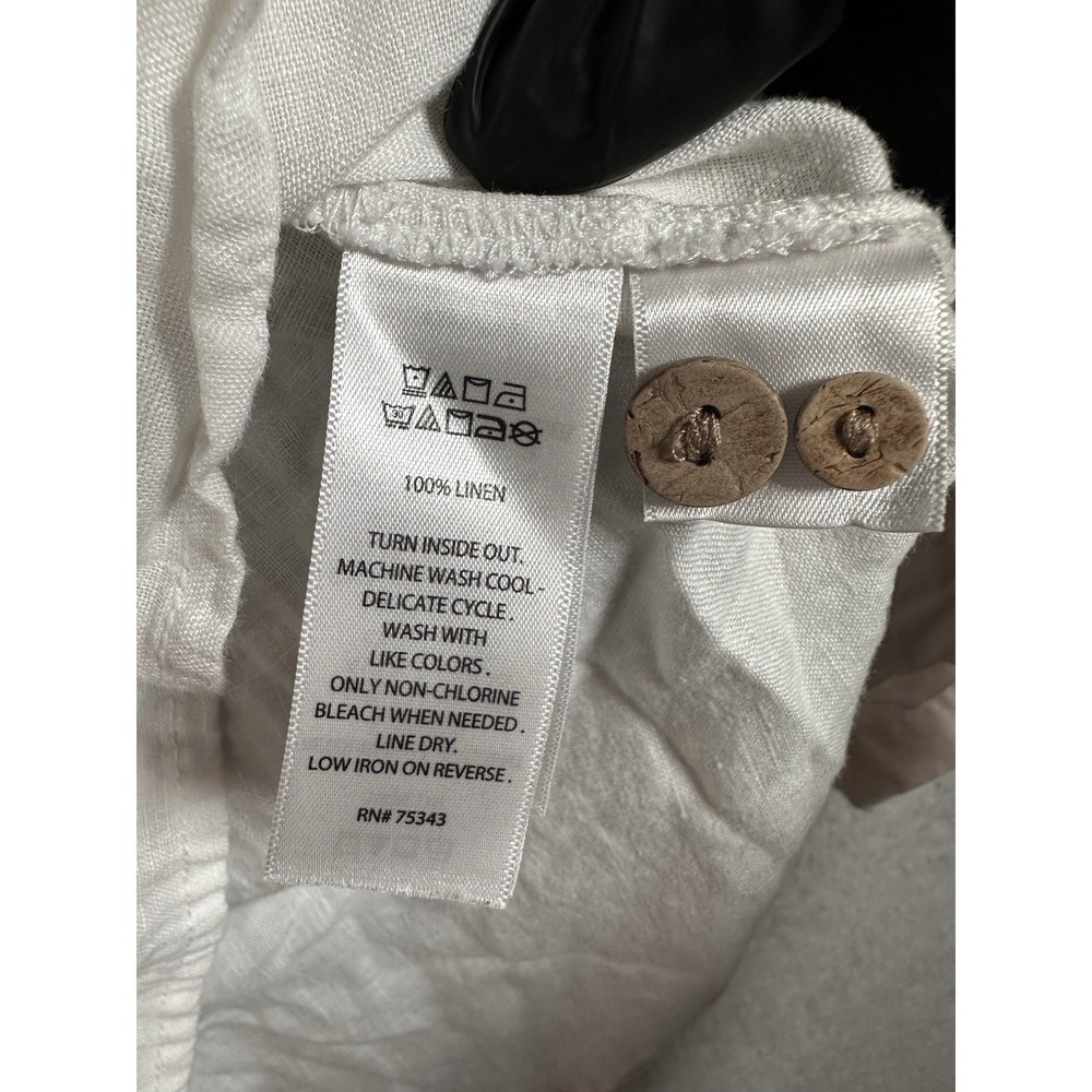 Sigrid Olsen 100% Irish Linen Shirt Top Womens Size XL White Beachy Coastal - Picture 4 of 8
